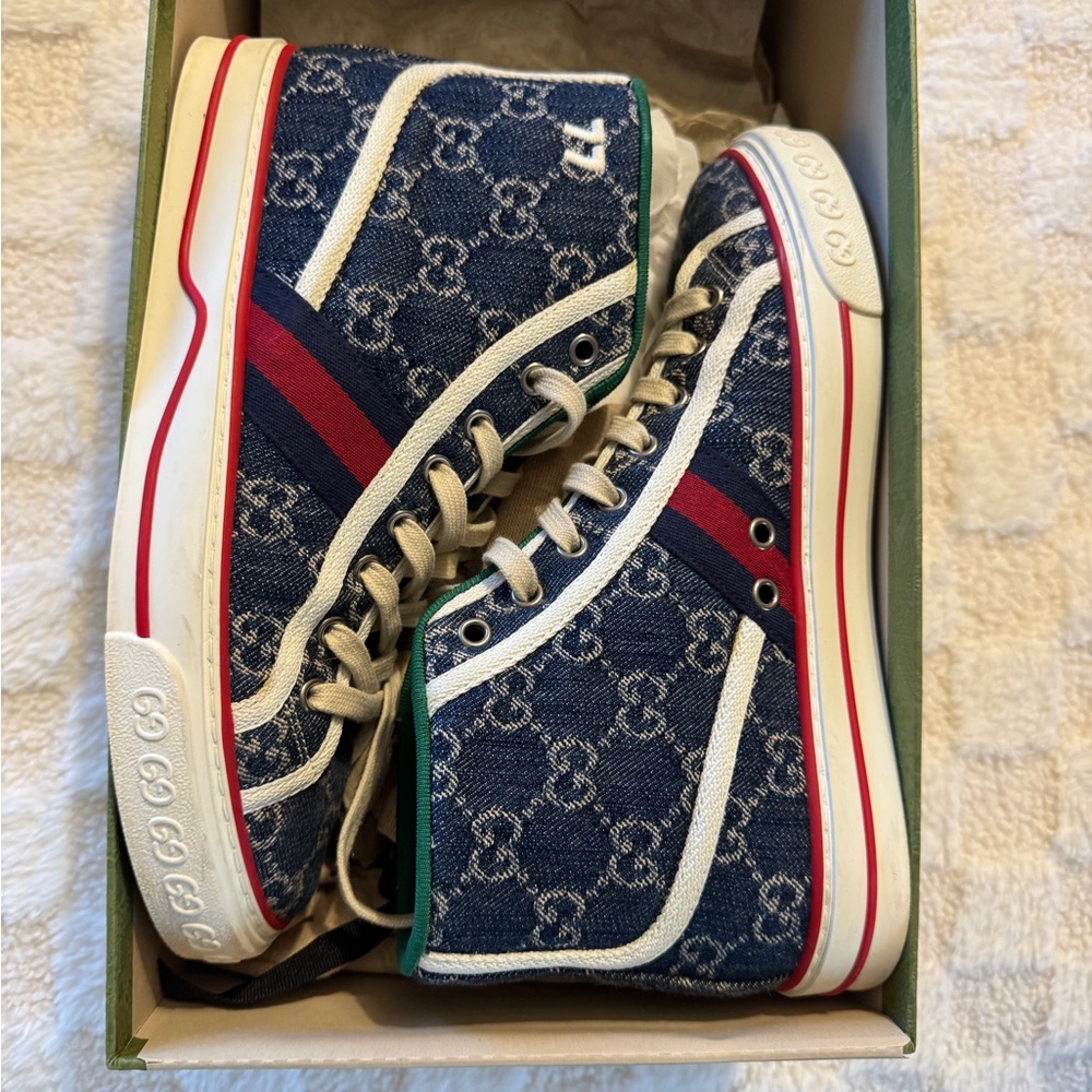 GG Monogram Web Womens 1977 Tennis High Top Sneakers Size 38